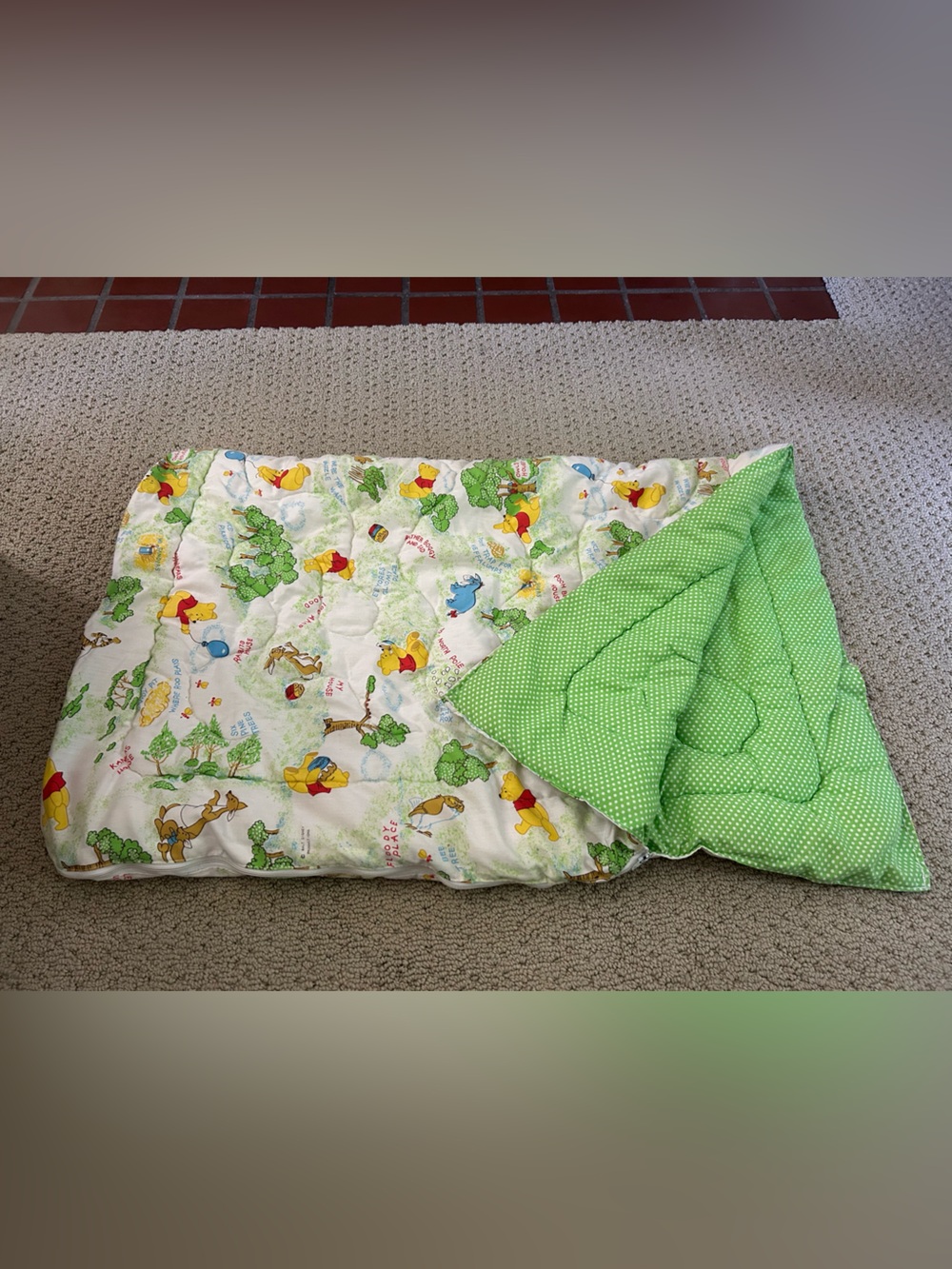 VTG Winnie the Pooh 100 Acre Woods Quilted Toddler Blanket Sleeping Bag Kid Sack